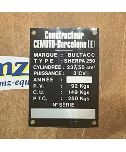 BULTACO plaque de cadre Sherpa 250